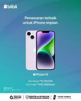 Cicilan Murah Iphone 14 Memory 128GB Bergaransi Resmi (SA/A)