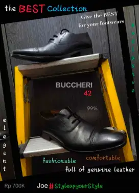 BUCCHERI 42 ASLI FUL KULIT, FORMIL, ELEGAN, EKSKLUSIF, NYAMAN