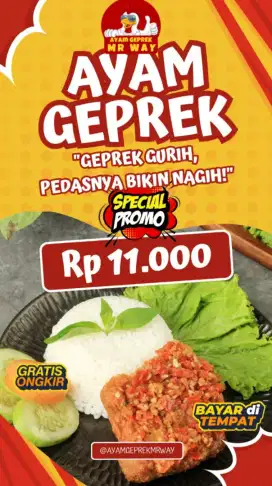 Promo Spesial Ayam Geprek Gratis Ongkir