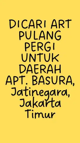 DICARI ART PULANG PERGI