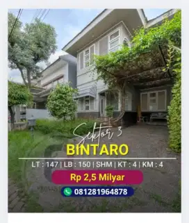 Dijual Rumah 2 Lantai  di Bintaro Jaya sektor 3
