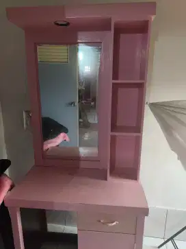 Meja Rias Pink - Kayu Jati Warna Asli Toko warna Coklat