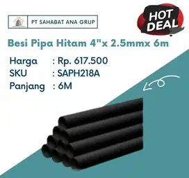 Besi Pipa Hitam 4x 2.5mmx 6m