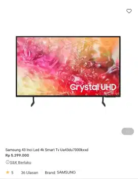 samsung 43du7000 stok terbatas harga 3.134.050