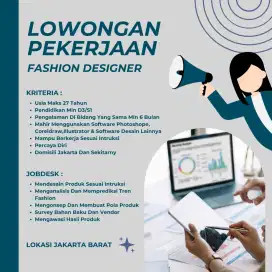 LOWONGAN KERJA FASHION DESIGNER