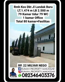 Rumah Kos Dkt Jl Landak Baru LT 1.474 m LB2.500 Kmr 80 WC 80