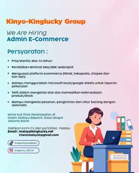 DIBUTUHKAN SEGERA “ADMIN E-COMMERCE”