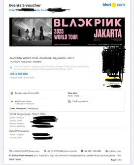 Dijual Tiket BLACKPINK DAY 2 Platinum A & Cat 1