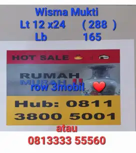BU JUAL MURAH‼️Wisma Mukti Lt 12 x24 ( 288 ) SHM