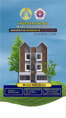 Dijual kosan 6-kamar Furnished di Margonda dekat UI dan Univ.Gunadarma