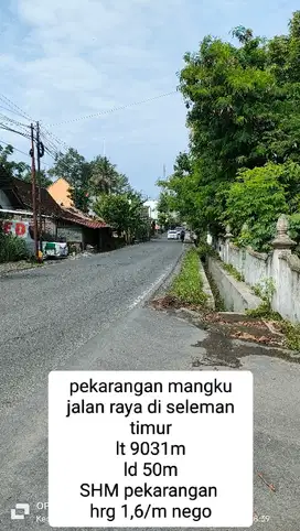 Di jual tanah pekarangan mangku jalan raya di sleman jogja