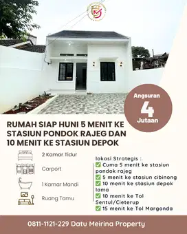 Rumah baru siap huni DP 0% Free biaya Akses 10 menit ke stasiun Depok