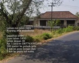 Tanah termurah pinggir jalan raya jetis mojokerto