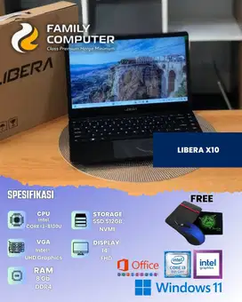 OFF30% LIBERA X10|I3-8130U|8GB SSD 512GB|MULUS|SLIM |GRANSI