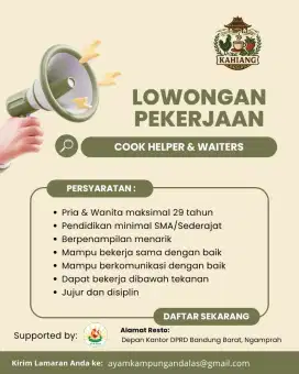 Cook Helper & Waiters