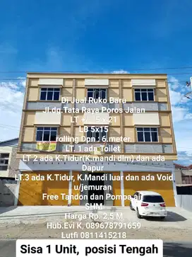 Di Jual Ruko Baru 3 lt, di Poros Jalan