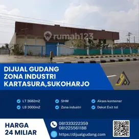 Jual gudang lokasi Sukoharjo luas 3682m strategis