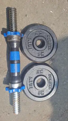 dumbell set atau barbell set plus stick beban 3kg sepasang masing2 3kg