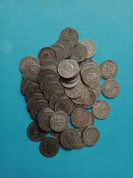 Uang koin Indonesia lawas, kuno, lama 10 rupiah kancing, tahun 1971