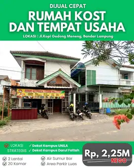 KOS SEBELAH DARUL FATAH DKT KAMPUS UNILA DIJUAL CEPAT