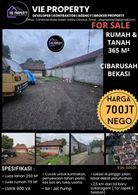 DIJUAL TANAH DENGAN BONUS RUMAH DI CIBARUSAH BEKASI