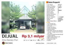 Dijual Rumah Terenovasi SHM di Citra Garden Puri Jakarta Barat