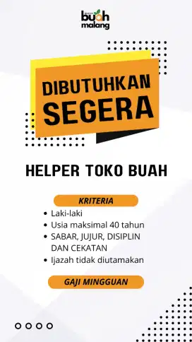 LOWONGAN KERJA ASISTEN TOKO BUAH