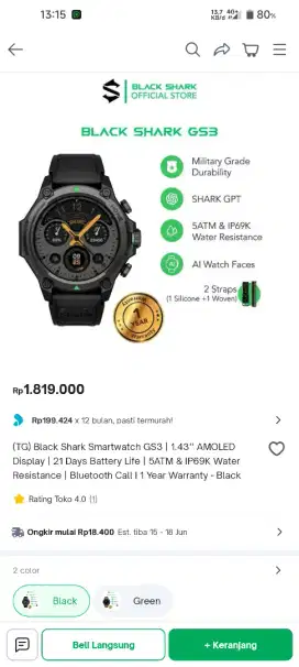Smartwatch Black shark GS3 ex Review