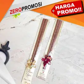 Souvenir sumpit Kayu Polos Coklat Tua kemas plastik