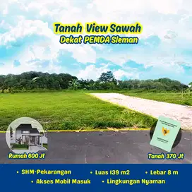 300 Jutaan; Tanah View Sawah Dekat PEMDA Sleman