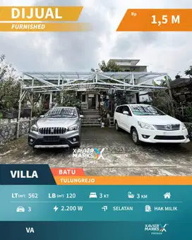 Dijual Villa Furnish Asri Posisi Hook di Tulungrejo Batu Malang