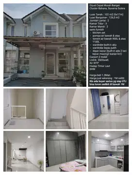 Dijual rumah cluster bahana alam sutera bersih rapi siap huni