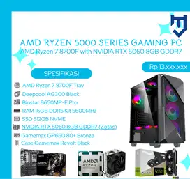 PC Gaming Combo AMD Ryzen 7 8700F With NVIDIA RTX 5060 8GB GDDR7