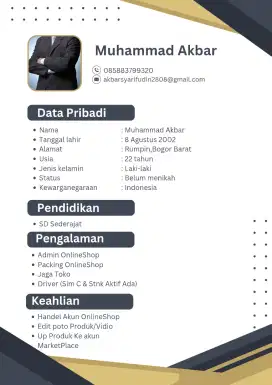 Info Loker Admin Onlineshop/Yang Lain Asal Halal