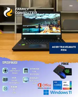 ACER TRAVELMATE P214|CORE I7-1165G7|RAM 16GB SSD 1TB| NVIDIA 2GB