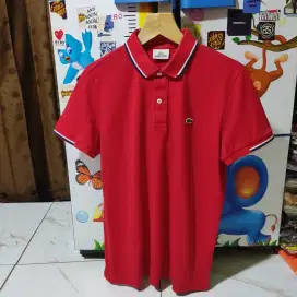 Kaos polo shirt LACOSTE twin Tipped colour red Size M