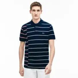 Kaos polo shirt Lacoste Striped block colour Size S Fit M