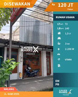 Disewakan Ruang Usaha Strategis Tengah Kota di Kawi Atas Klojen Malang