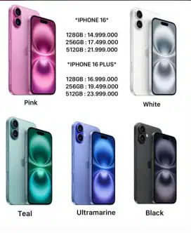 Kredit cepat iphone 16 dan 16 plus 128gb dan 256gb bsa cicilan ktp aja