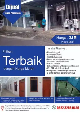 DIJUAL CEPAT Tanpa perantara kontrakan 6 pintu + gor badminton +rumah