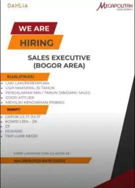 Dibutuhkan Marketing executive rumah