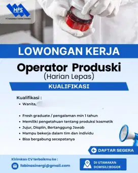 Lowongan operator produksi