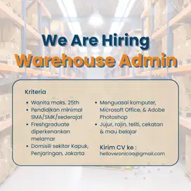 LOWONGAN KERJA ADMIN WAREHOUSE