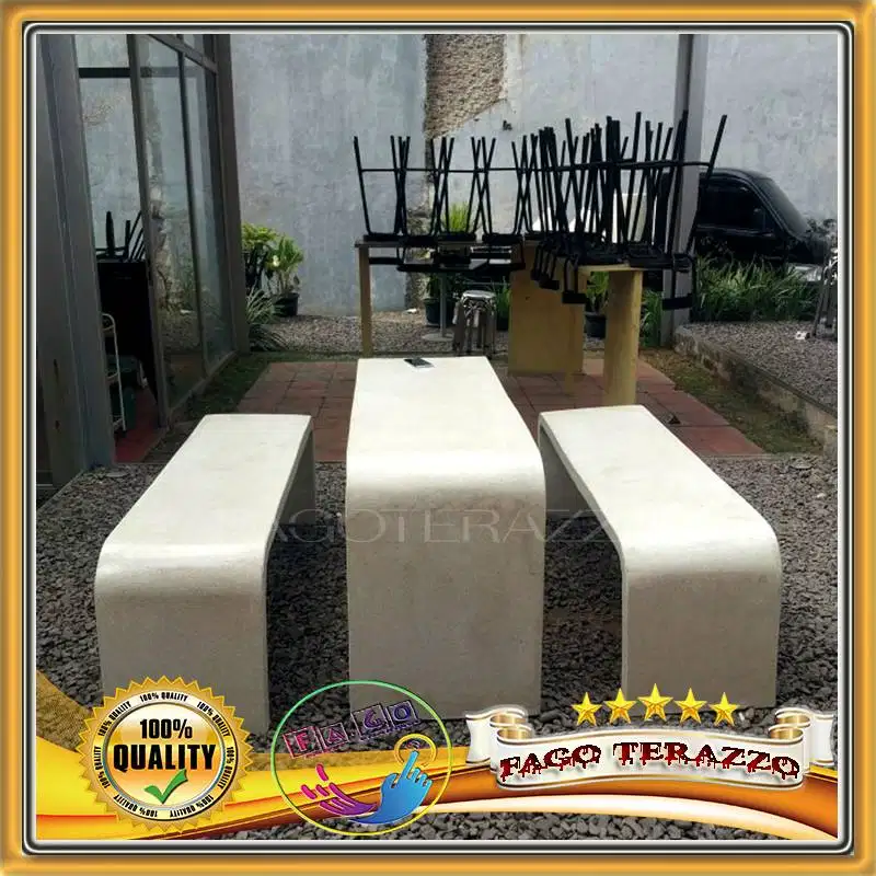 BANGKU DAN MEJA TAMAN SATU SET TERAZO MODEL LETER U ORIGINAL TERASO