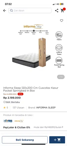 Dijual Spring Bed Informa baru beli April 2025