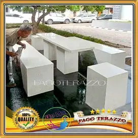 MEJA TAMAN TERASO NATURAL 1 SET ORIGINAL TERAZZO Furniture