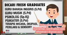 DICARI FRESH GRADUATES (LOWONGAN KERJA GURU dll)
