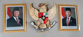 Lambang Garuda Pancasila Ukiran Kayu & sepasang Presiden & wakilnya