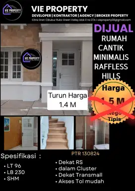Muraah Raffles Hills Cibubur Rumah Cantik dijual cepat LB 230 m2