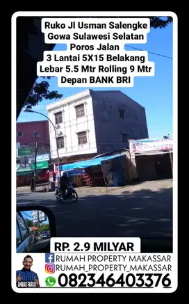 Ruko Jl Usman Salengke Gowa Sulawesi Selatan Poros Jalan 3 Lti 5X15